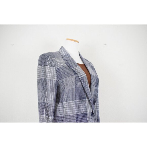 Vintge 90s Blue Plaid Oversized Blazer‎ | size S - Picture 10 of 10